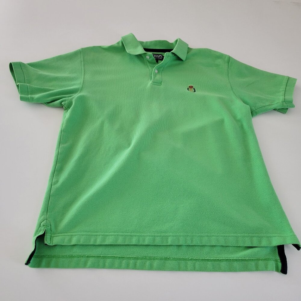 Vintage Chaps Ralph Lauren Lime Green Pique Polo Size Large Cotton EUC 90s Y2K